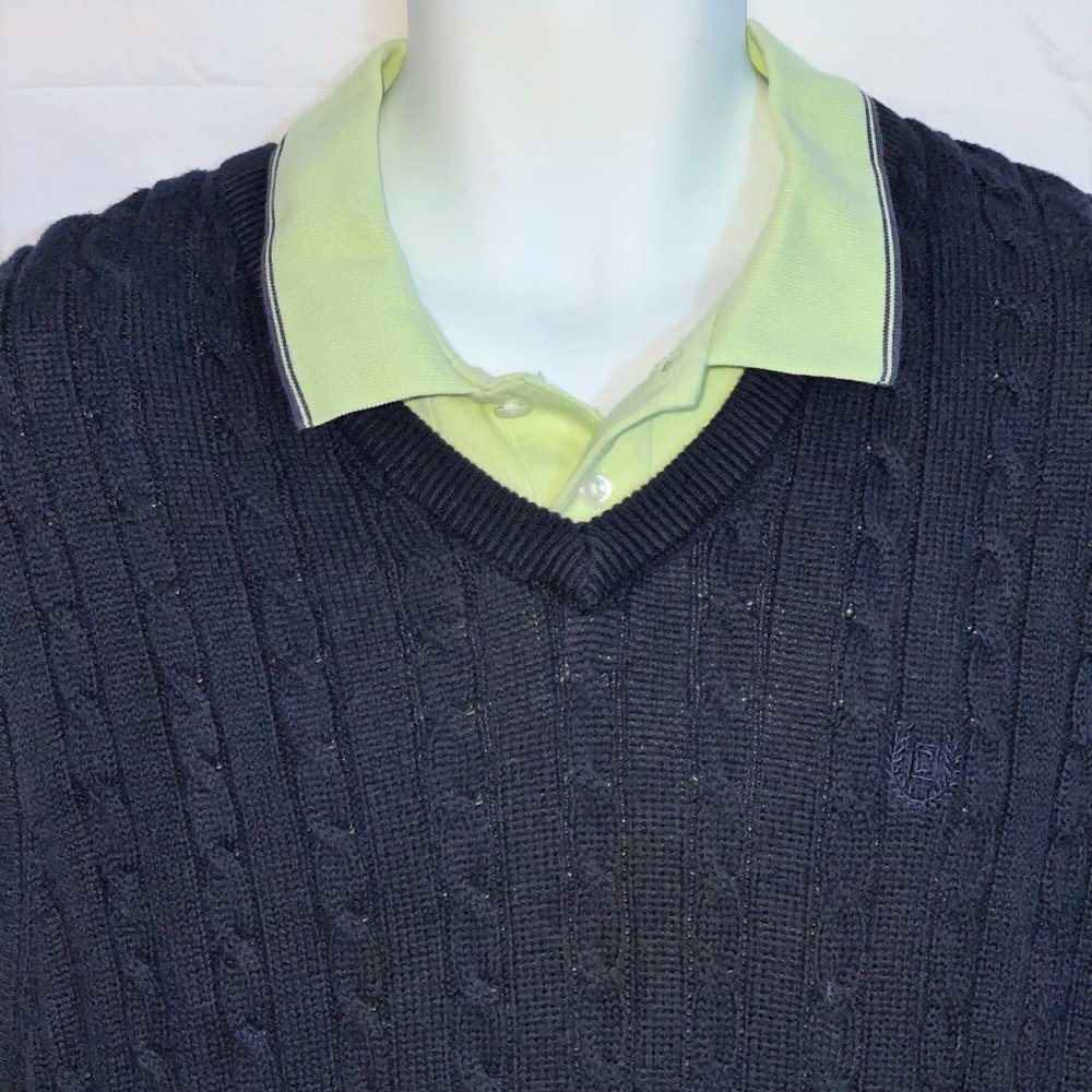 Men L SADDLEBRED Golf Shirt CHAPS Sweater Vest SET - Picture 3 of 9